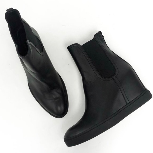 AGL italy Leather Wedge Bootie Sz 38 / 8 - Picture 1 of 9